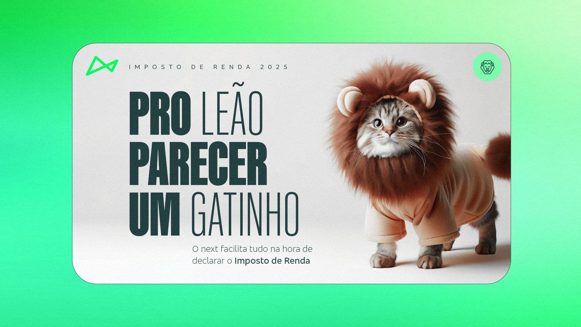 Imposto de Renda 2025. Pro Leão parecer um gatinho! O next facilita tudo na hora de declarar o Imposto de Renda.